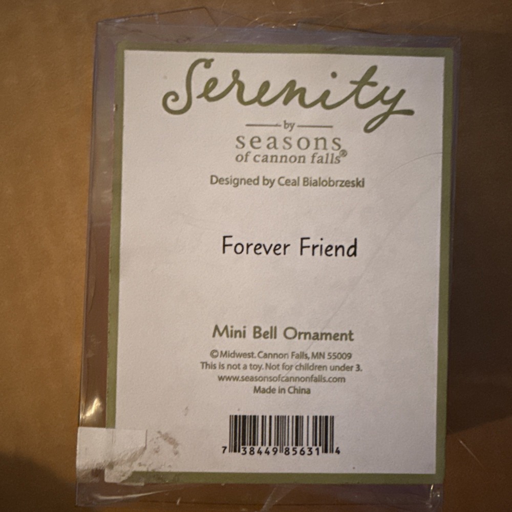 Serenity Silver Metal Friendship Angel Ornament Bell Forever Friend - Picture 2 of 8